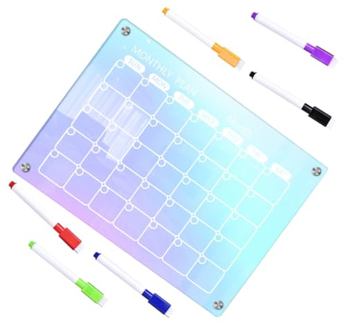 SAFIGLE Tablero Acrílico Magnético para Planificación Semanal Pizarra de Borrado Seco Reutilizable para Escritorio y Nevera con Rotuladores Blancos Tablero de Notas Práctico para