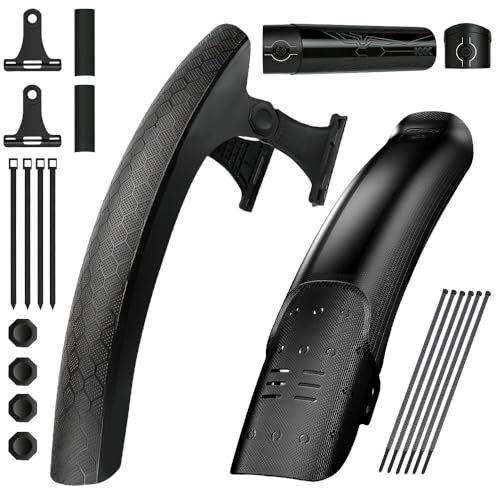 Weciau Fahrrad Schutzblech Set [24-29 Zoll], Winkelverstellbar Schutzblech Mountainbike, Abnehmbares MTB Schutzblech, Bohrfreie Montage, Reifenbreiten von 50–70 mm fur Mountainbike Rennrad Gravelbike