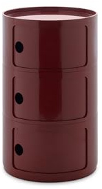 Kartell Componibili Big, Meuble Conteneur 3 éléments, Diamètre 42 cm, Bordeaux