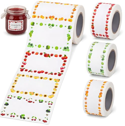 Rusokufo 1000 Étiquettes Confiture Autocollantes, Stickers Fruits pour Pots De Confiture, Bouteilles, Pots À Épices, Gourdes, Emballage Cadeau Et Décoration De Fête