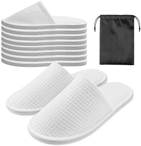 Esoes 5 Pairs of Hotel Slippers, Disposable Spa Slippers, Hotel Guest Slippers for Men Women, Lightweight Washable and Foldable Winter slippers for Spa, Party Guest and Travel