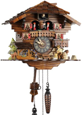 Eble 21438 - Orologio a cuculo, in vero legno, alimentato a batteria, 30 cm