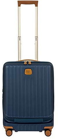 Bric's Hartschalen-Trolley Erweiterbar Kollektion Capri, Handgepäckkoffer mit 4 Rollen, Leicht und Widerstandsfähig, USB-Anschluss, Integriertes TSA-Schloss, Maße: 38x55x23/27, Blau