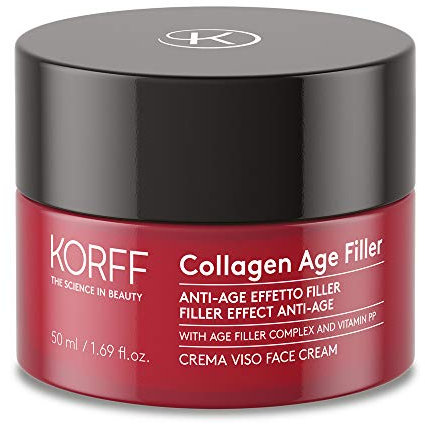 Korff Collagen Age Filler Crema Viso, Formula Anti Age globale con Age Filler Complex, Collagene marino, Vitamina PP Azione antirughe, idratante, illuminante 50 mll