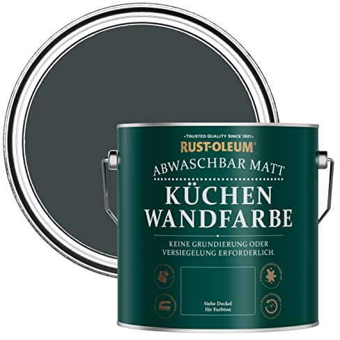 Rust-Oleum Black Washable Kitchen Wall Paint in Matt Finish - Black Sand 2.5L