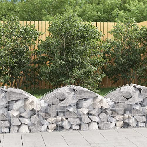 Gabion pour Pierre, Panier à Pierre Panier de Gabion Cage à Pierre Panier de gabions arqué 100x50x40/60 cm Fer galvanisé