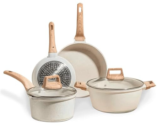 JUPPLIES Juego de Sartenes y Ollas 6 Piezas – Acero Inoxidable y Cerámica Antiadherente, Apto Inducción, Vitrocerámica, Gas y Eléctrica – Set de Cocina Saludable, Duradero y Elegante