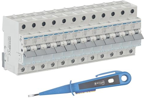12 Stück Hager MBN116 Leitungsschutzschalter B16A 1-polig 6kA + gh24 Phasenprüfer