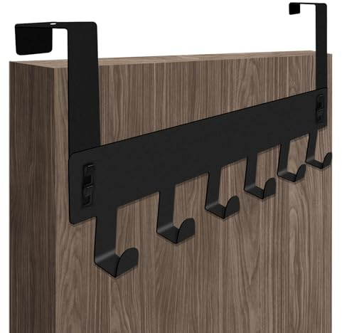 TAIVIN Paquete de 2 Ganchos para Puertas,Perchero Puerta Dormitorio,Ganchos Metálicos Multifuncionales,Adecuados para Colgar Chaquetas,Abrigos y Toallas (Negro-2 piezas)