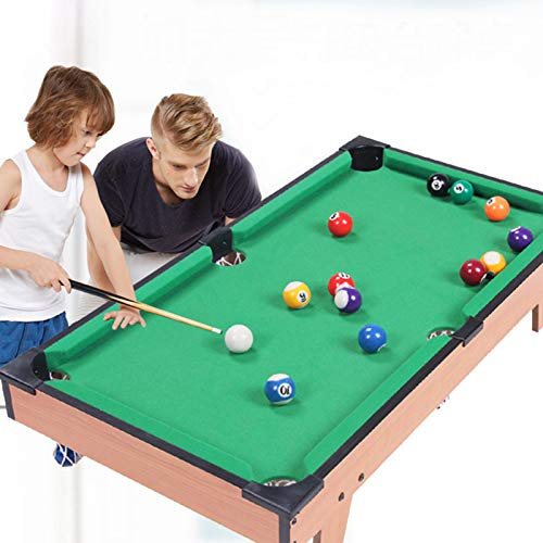 Cryfokt Mini Juego de Billar Inglés para Niños, Mini Mesa de Billar, Tacos, Bolas, Deportes de Interior para Juegos de e Hijos, Verde/pequeño