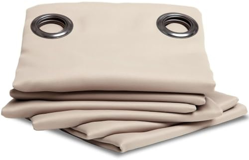 Moondream ThermActiv® Thermovorhang Winter+Sommer 2in1 | Isolierung Kälte+Hitze | Verdunkelung | Patentierte Technologie | EU Herstellung | Ösen | Beige MC634 | 140B x 260H cm