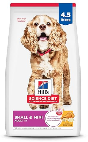 Hill's Science Diet Senior 11+ Small & Mini Dry Dog Food, Chicken, Brown Rice, & Barley, 4.5 lb. Bag