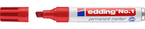 Edding marcatore permanente No. 1, ricaricabile, punta a scalpello, fusto in alluminio, Rosso