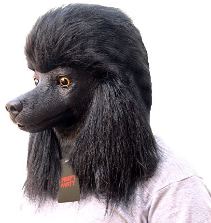 CreepyParty Halloween Costume Party Latex Animal Dog Head Mask Black Poodle