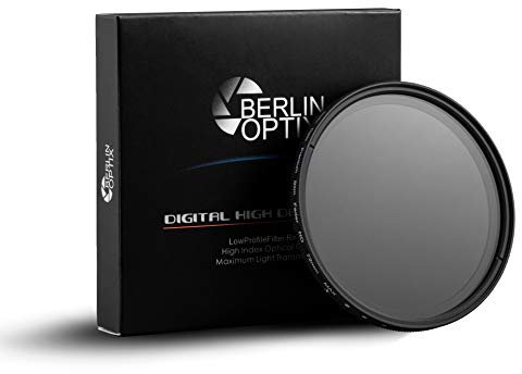 Berlin Optix Filtre ND Variable de 52 mm ∙ Filtre ND2 400 Gris de 52 mm ∙ Isole efficacement la lumière incidente ∙ Parfait pour la Photographie de Paysage et d'architecture