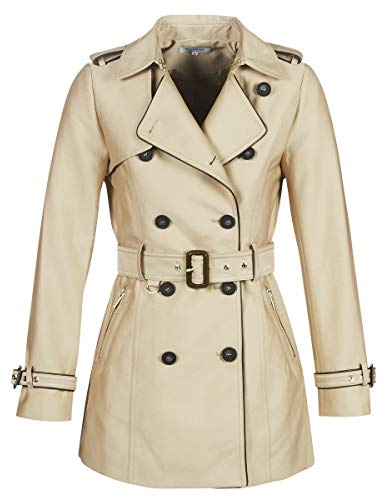 Morgan Gabardina recta abotonada con cinturón Beige 42