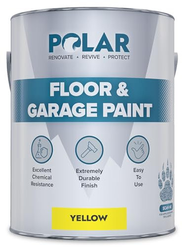 Polar Yellow Floor & Garage Paint - 5 Litre | Ideal Concrete Floor Paint for Garages, Warehouses & Concrete Floors | Hard Wearing & Slip Resistant | Mid-Sheen Finish | Interior Use