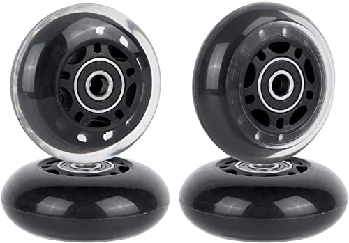 AOWESM 64 mm Inline Skate Wheels with ABEC-9 Bearings (4-Pack) (Black)