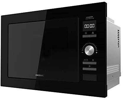 Cecotec Microondas encastrable Digital GrandHeat 2590 Built-In Black. 900 W, Integrable, 25 Litros, Táctil, Grill 1000 W, 8 Funciones preconfiguradas, Temporizador