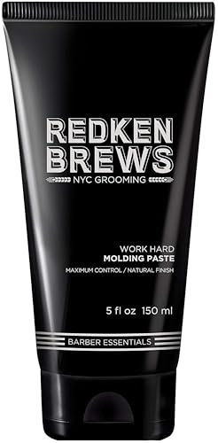 Redken Brews Molding Paste For Men For all Hair Types - High Hold & Maximum Control, Natural and Matte Finish, Sulfate-Free, 5 Fl Oz