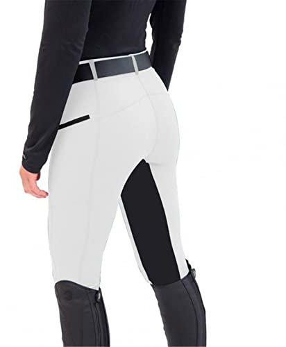 Deloito Pantalones de equitación para mujer, pantalones de equitación deportivos, pantalones de equitación de cintura alta, pantalones de equitación, ribetes completos, leggings elásticos para mujer,