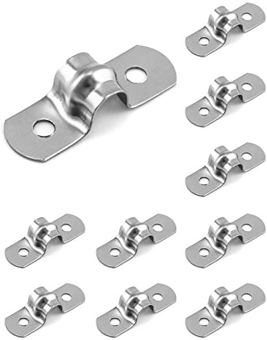 QWORK® 10 Stück 8mm U-Rohrschelle 304 Edelstahl, Befestigungsschelle für Befestigung von Kabeln und Rohren (M8)