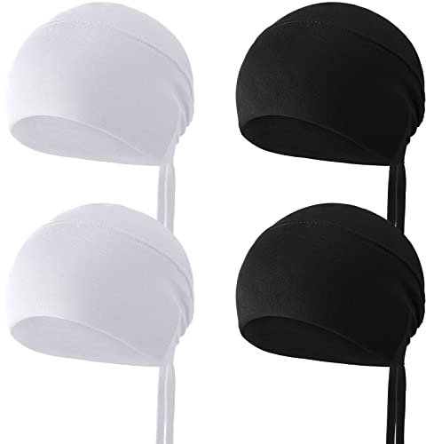 JenPen 4 Pcs Hijab Scarves for Women Hijab Undercap with Tie Adjustable Islamic Muslim Undercap (black and White)