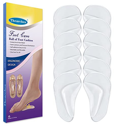 Gel Arch Support Pads Plantar Fasciitis Shoe Inserts Insole, 6 Pairs Adhesive High Arch Pad Flat Feet Shoe Inserts Arch Cushions for Relieve Pressure and Foot Pain, One Size, Unisex (Clear)