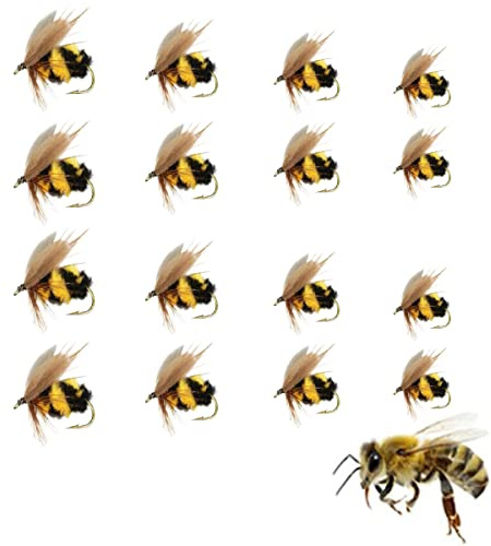 Bumblebee Honeybee Yellow Bee Dry Flies, Topwater Fishing Bees for Bluegill Crappie Bass Pan Fish