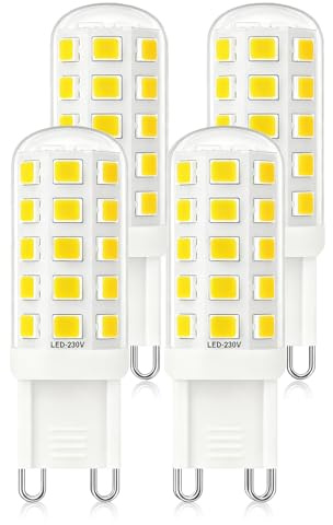 Mizlay 3W G9 LED Bulbs Cool White 6000K Energy B Rated 580lm, G9 25W 28W 33W 40W Halogen Bulbs Equivalent, 2 Pin GU9 LED Capsule Light Bulbs 220-240V Not-Dimmbale 4-Pack