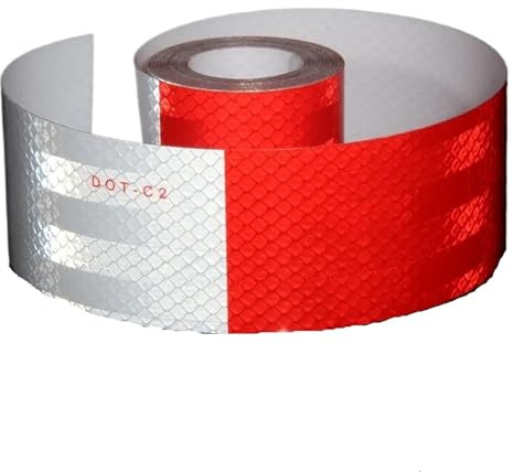 ISJRJF Cinta reflectora roja/Blanca para Remolque, Pegatina Adhesiva para camión, Coche, Caja de Bicicleta, SUV, carrocería, película láser, diseño de Coche.