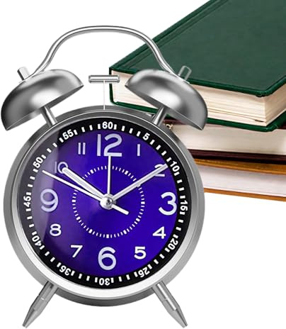 Quorvex Despertador Analógico | Clásico Reloj Despertador Analógico para Dormilones | Cuerpo Metálico Recargable con Campana Doble para Dormitorio Viaje Baño