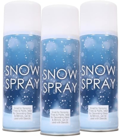 Caliko Pack of 3 Snow Spray 100ml - Artificial Snow Can for Christmas Tree, Wreath, Glass & Window Decorations, Instant Realistic Christmas Decorations with Fake Snow Spray for Crafts & DIYs.