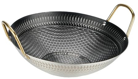 HouseVibe Kadhai Kadai Dry Pot Indian Stir Fry Pan for Stewing Simmering Meat Frying Traditional Cooking- Diameter 26cm