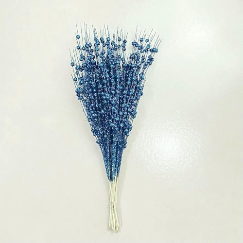 Optxzn Ramo di Natale con Bacche Glitterate, Foglie finte in Polvere Dorata per Decorazioni per Feste di Capodanno