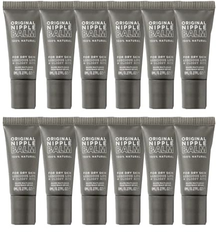 Nipple Balm, Long-Lasting Hydration, Helps to Soothe, Protect Dry Skin & Chapped Lips, Lightweight, Smooth Texture, 10-in-1 Multitasker, Portable, Easy to Use, Ideal for Skin Types (Pack of 12)