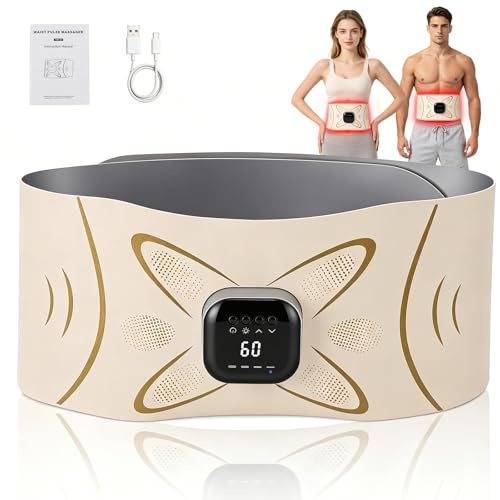 EMS Abdominal Toning Belt,Rechargeable EMS Muscle Stimulator with 7 Smart Modes and 20 Intensities,Heated Abdominal Trainer for Men and Women,Adjustable Full Body Nmes Machine for Abs,Core,Arms,Legs