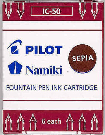 Pilot Namiki IC-50 Fountain Pen Ink Cartridges, Sepia Ink (Box of 6)