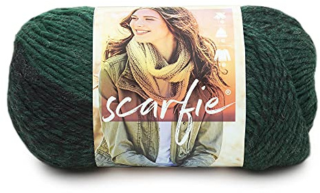 Lion Brand Yarn Scarfie – stickgarn för halsdukar en storlek skog/svart