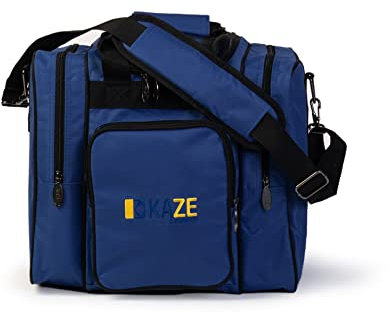 KAZE SPORTS Deluxe Bowlingtasche für Einzelball – Tragetasche mit zwei Seitentaschen (blau)
