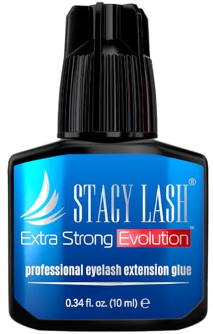 STACY LASH Extra Strong Evolution Eyelash Extension Glue (0.34 fl.oz/10 ml)/1-2 Sec Dry/Retention – 8 Weeks/Black Adhesive/Lash Tech Supplies