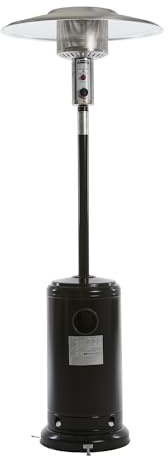 REALGLOW Umbrella Gas Patio Outdoor Heater - Heat Adjustable 13KW - Easy Ignition, Safety Tip-Over Switch - 27mm Regulator, Black Without Cover