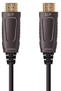 Monoprice 8K Ultra High Speed Fiber Optic Certified HDMI Cable - HDMI 2.1, 8K@60Hz, 4K@120Hz, 48Gbps, HDR, VRR, Active Optical Cable (AOC), 49ft, Black