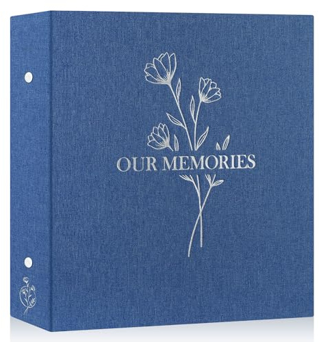 Lanpn Lino Album Fotografico 10x15 1000 Tasche, OUR MEMORIES Grande Biancheria Album Foto Portafoto Verticale Orizzontali Tascabile Tasca (Blu)