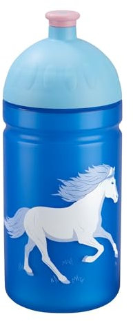 Step by Step Trinkflasche „Wild Horse Ronja“ auslaufsicher, spülmaschinenfest, BPA-frei, für Schule, Kindergarten, heiße und kohlensäurehaltigen Getränke, 0,5L, blau, für Jungen und Mädchen