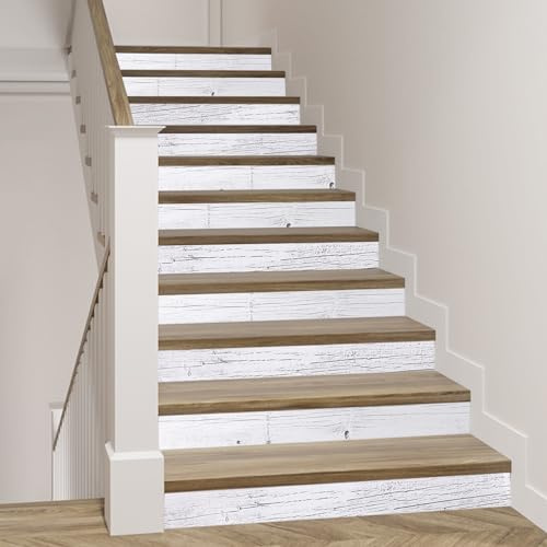 Adesivo autoadesivo 3D per scale, 13 PZ, 100 x 18 cm, adesivi per scale effetto legno, adesivi per pavimenti in PVC, adesivi per piastrelle vintage effetto legno per decorazione della casa, cucina