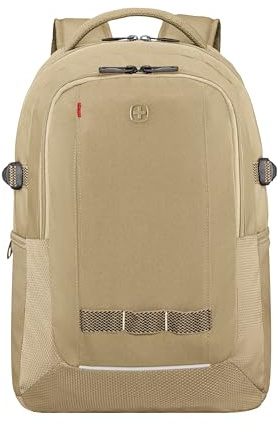 Wenger Ryde Laptop Backpack 16-Inch – 26L Sustainable Recycled PET Material, Padded Laptop & 10-Inch Tablet Compartments, Organiser, Mesh Side Pockets, Breathable Back & Padded Straps – Cream