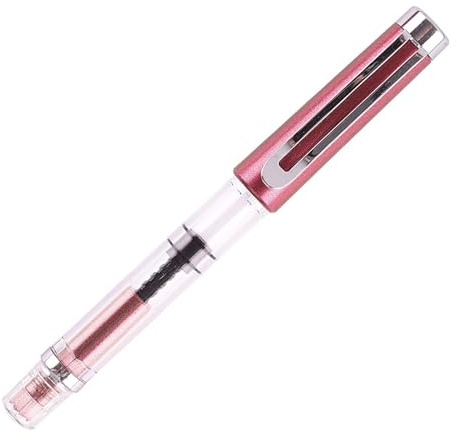 ulafbwur Fine Nib Pen Ink Bottle Refillable Ergonomic Titanium Fountain Anti-Slip Design High Capacity Vacuum Filling System Stainless Steel Lightweight Red