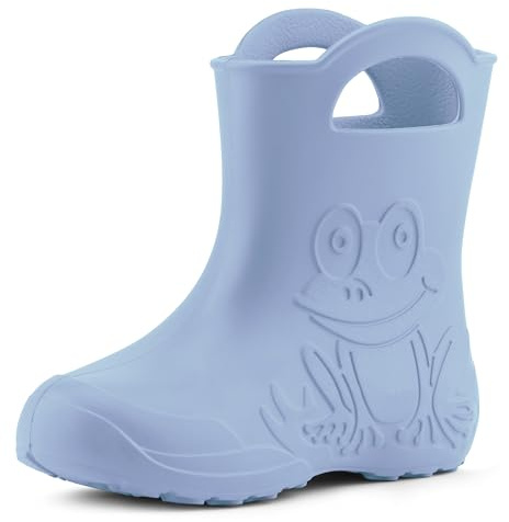 Ladeheid Eva federleichte Kinder Gummistiefel für Jungen und Mädchen Regenschuhe LA-CA-01 (Hellblau, 34/35 EU)