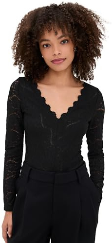 Z SUPPLY Women's Nightfall Lace Thong Bodysuit, Black, L